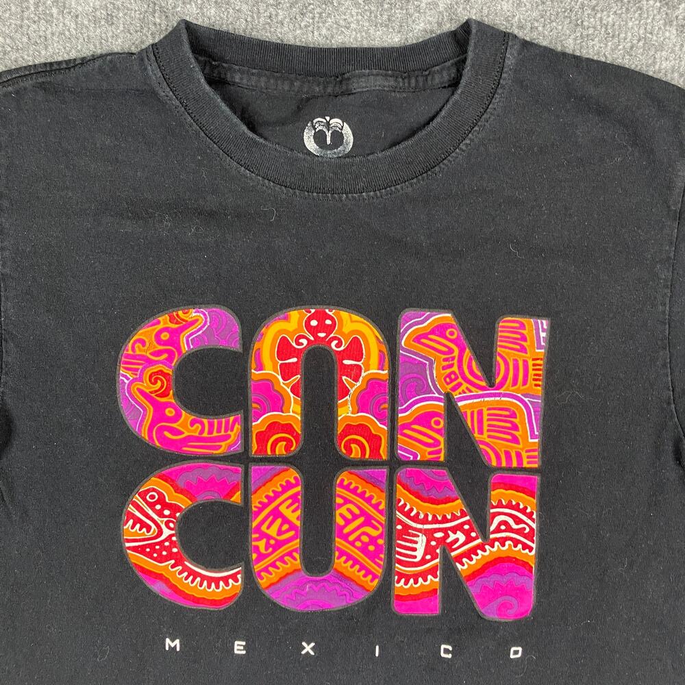 Tropical Relax T-Shirt Mens Small Black Cancun Mexico Graphic Short Sleeve Tee